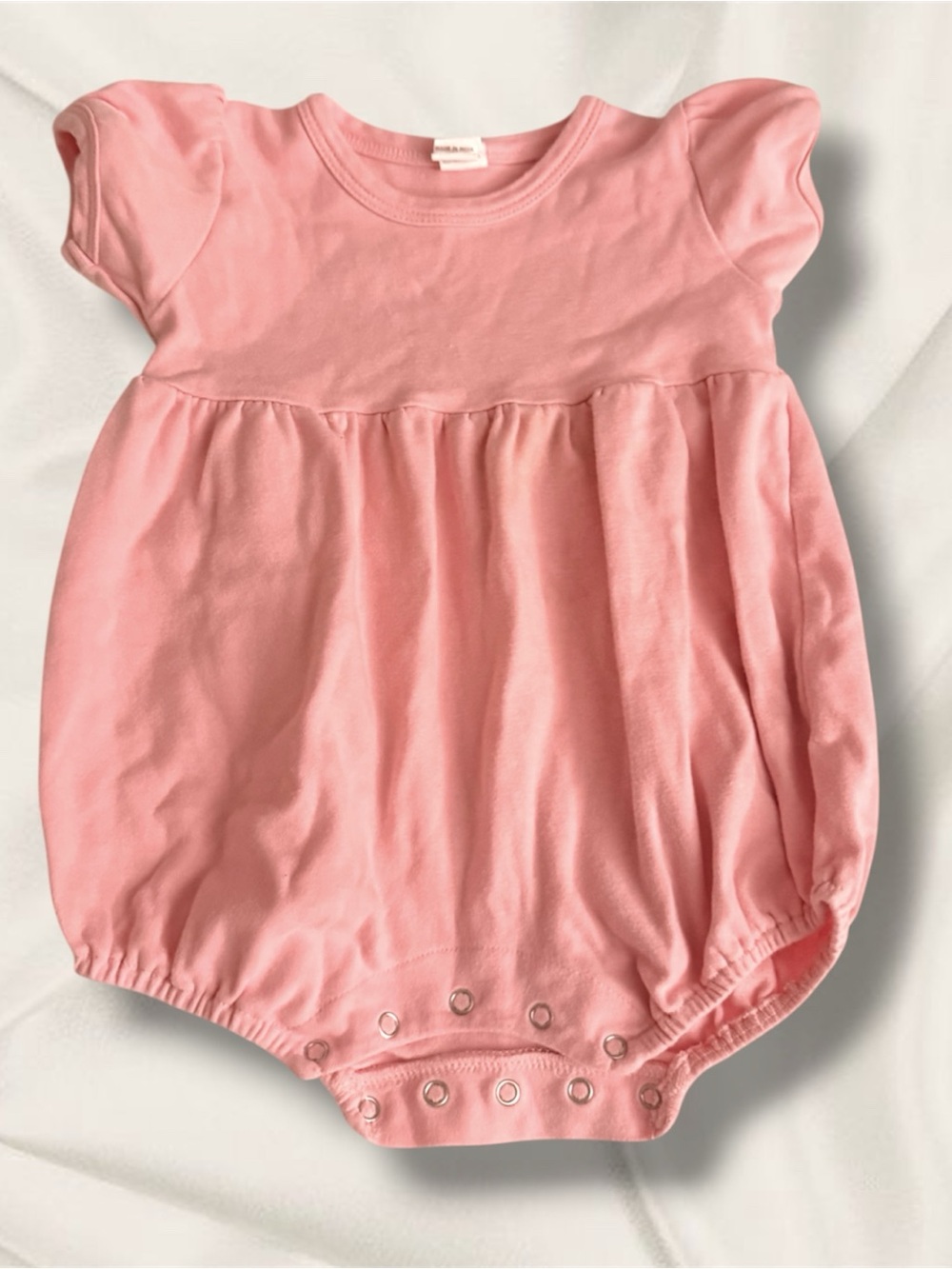 Girls Pink Cotton Bubble One-Piece Bodysuit